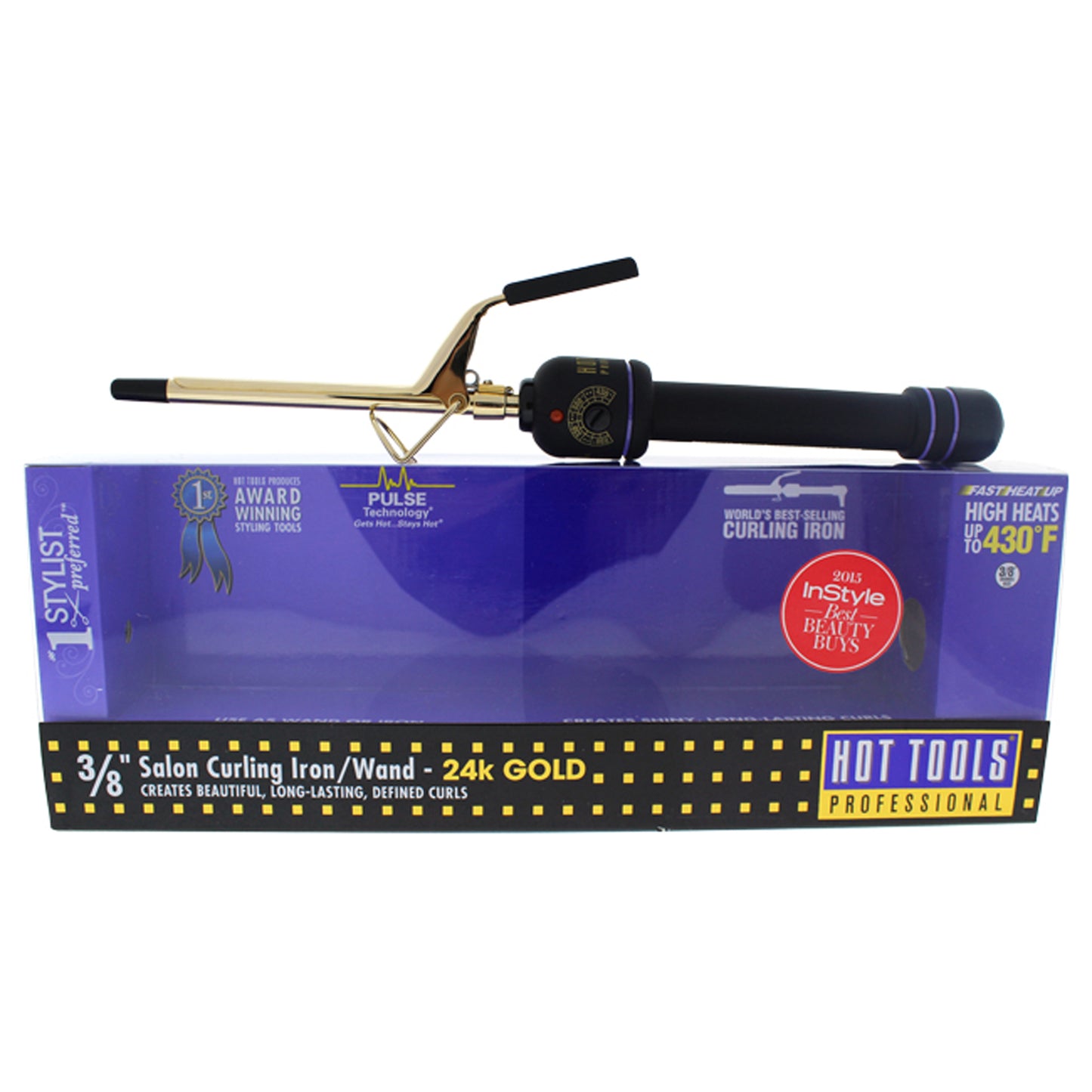 24K Gold Salon Curling Iron/Wand - Model 1138 - Gold/Black