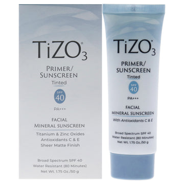 Tizo3 Facial Primer Tinted SPF 40 by Tizo for Unisex 1.75 oz Sunscreen