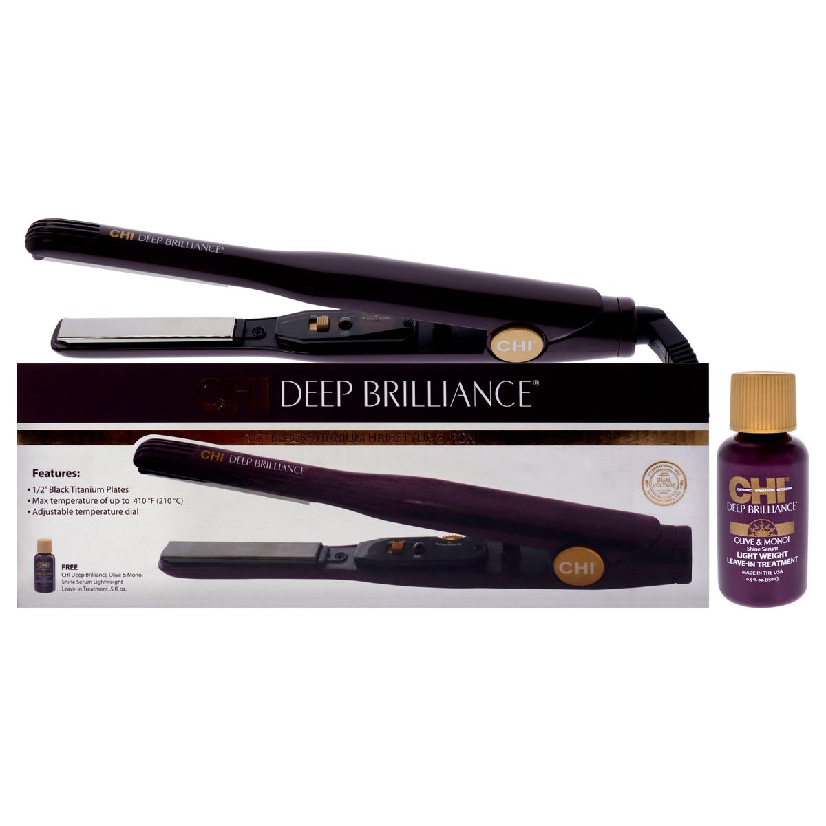 Deep Brilliance Titanium Hairstyling Flat Iron - GFDB11 - Purple