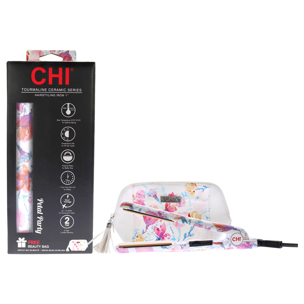 Tourmaline Ceramic Hairstyling Flat Iron - CA2297 - Petal Party