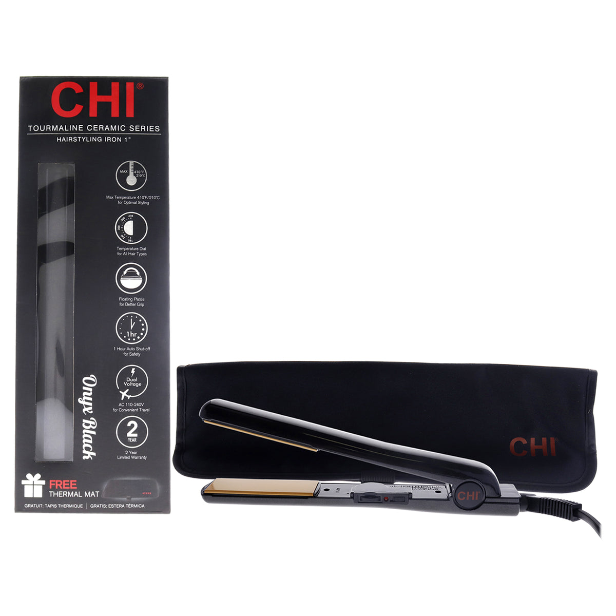 Tourmaline Ceramic Hairstyling Flat Iron - CA1010 - Onyx Black