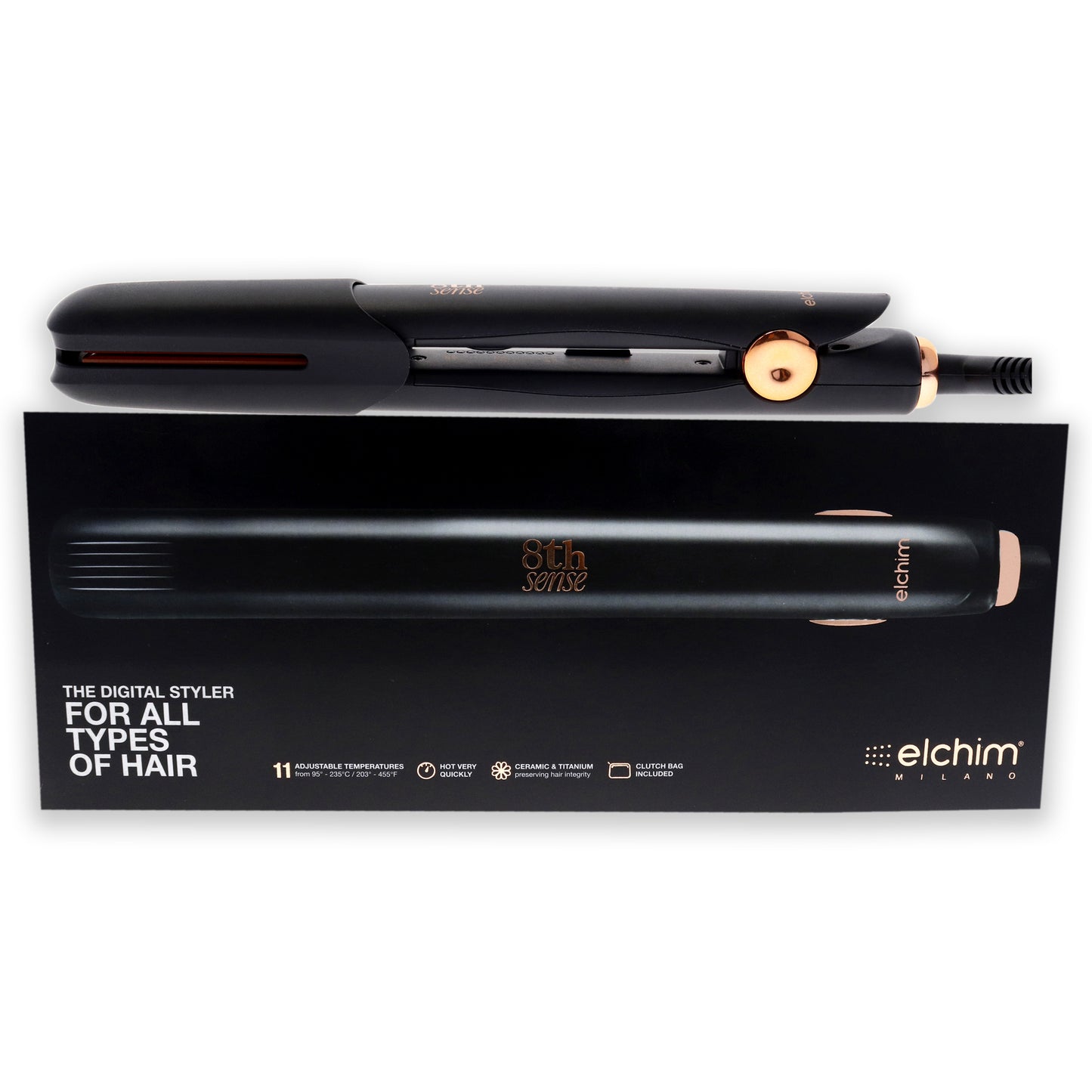 8th Sense Styler 1 Inch Flat Iron, Clutch Bag