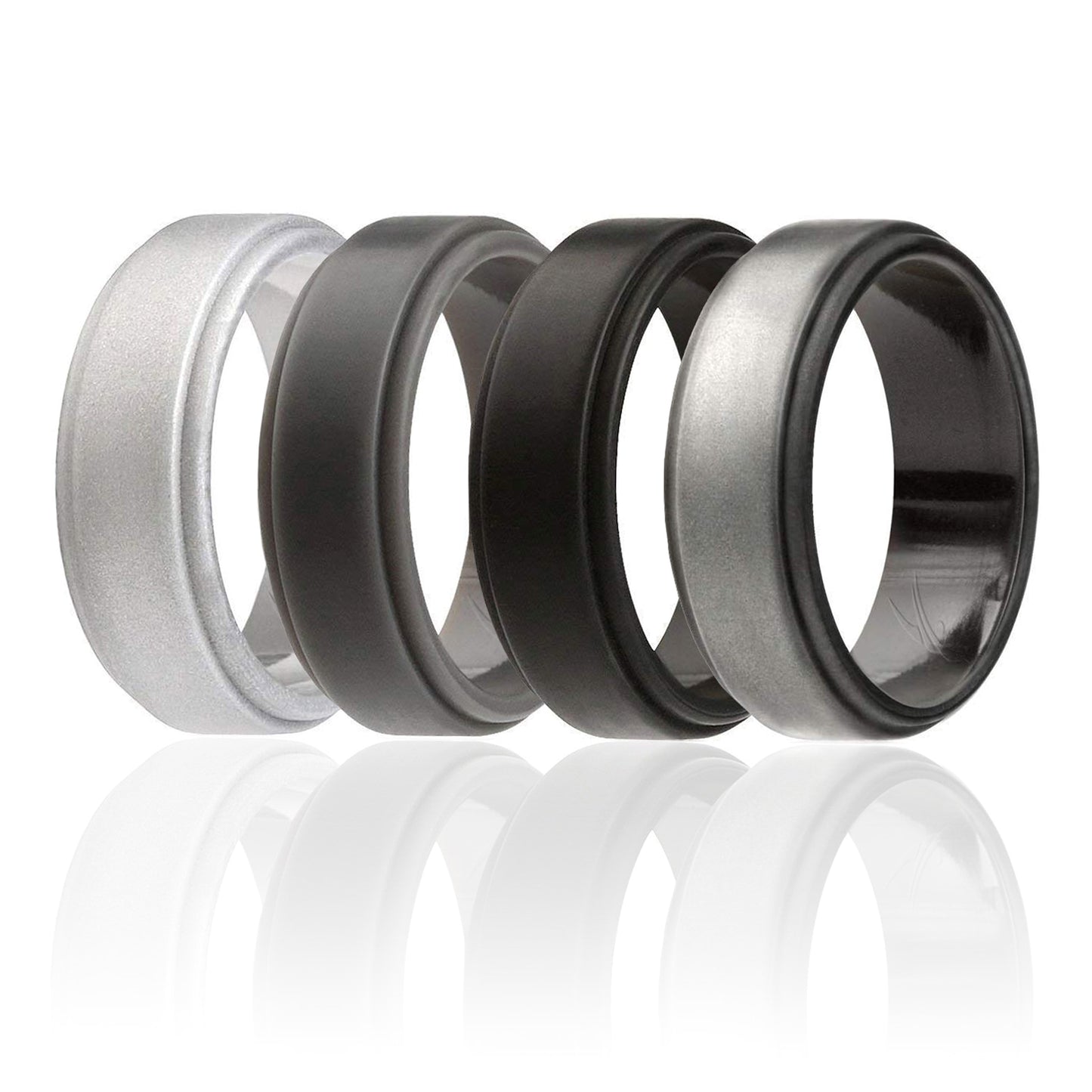 Silicone Wedding Ring - Step Edge Style Set