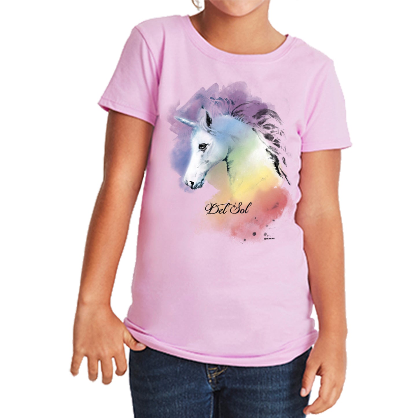 Girls Crew Tee - Unicorn - Lilac