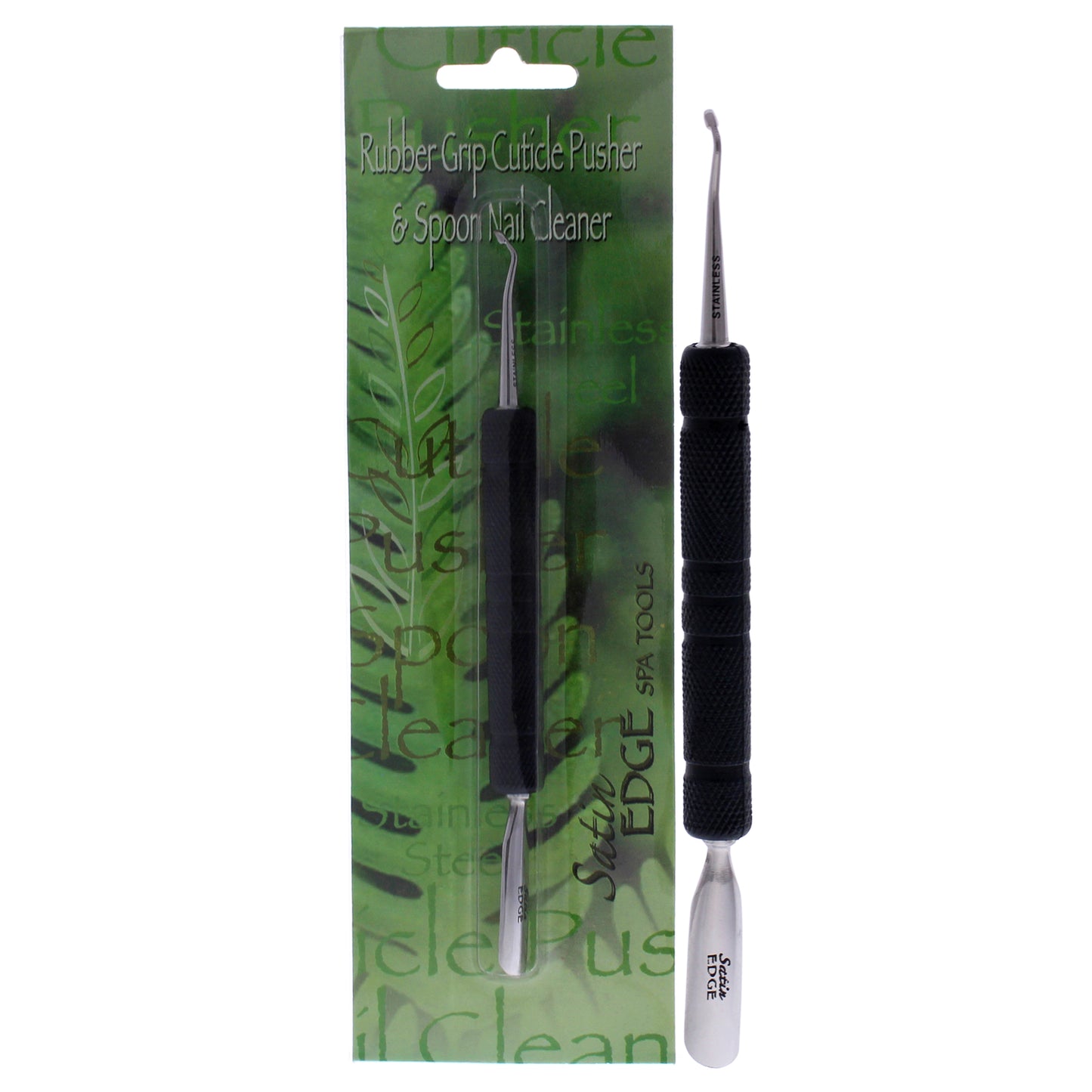 Rubber Grip Cuticle Pusher and Spoon Nail Cleaner