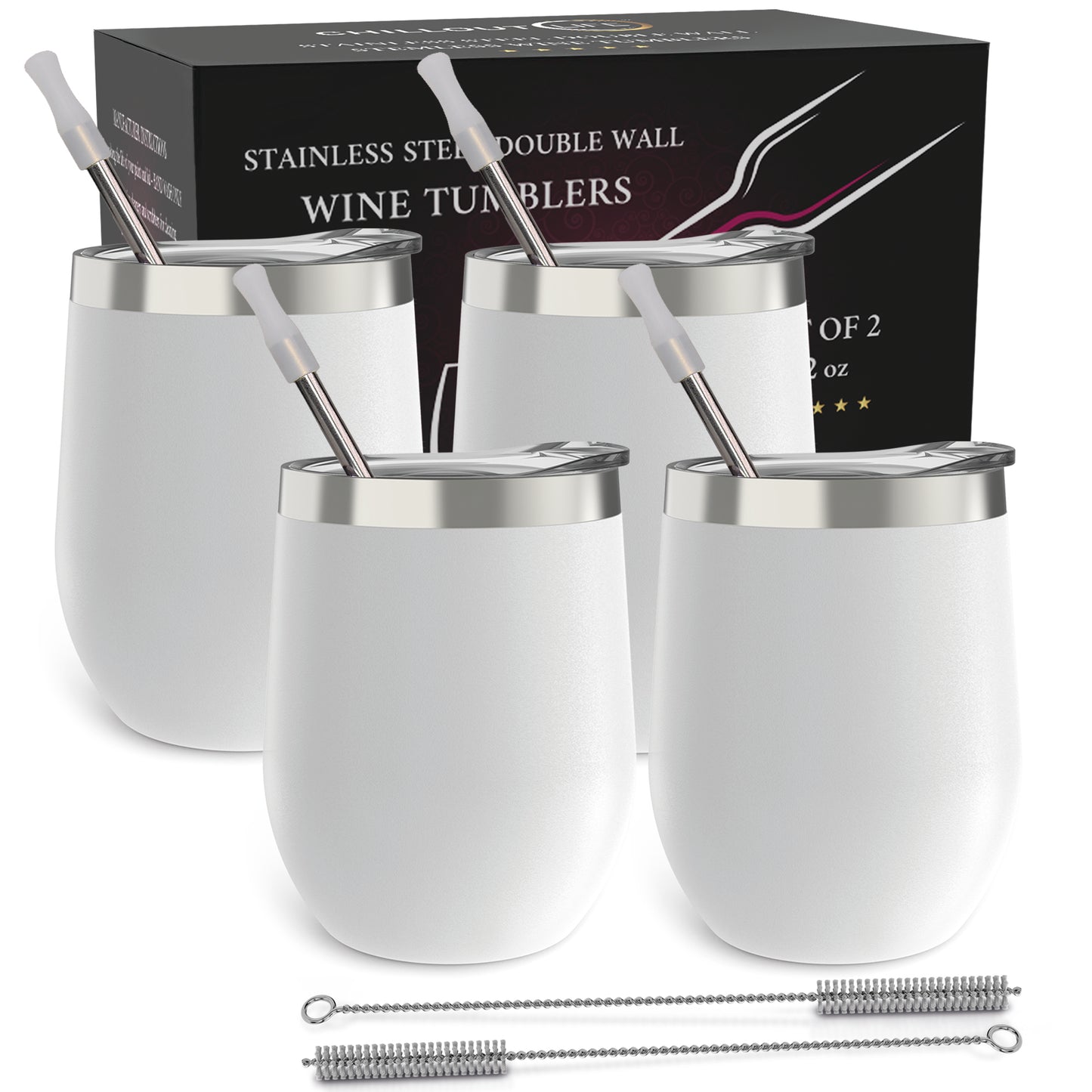 Stainless Steel Double Wall Wine Tumbler - White