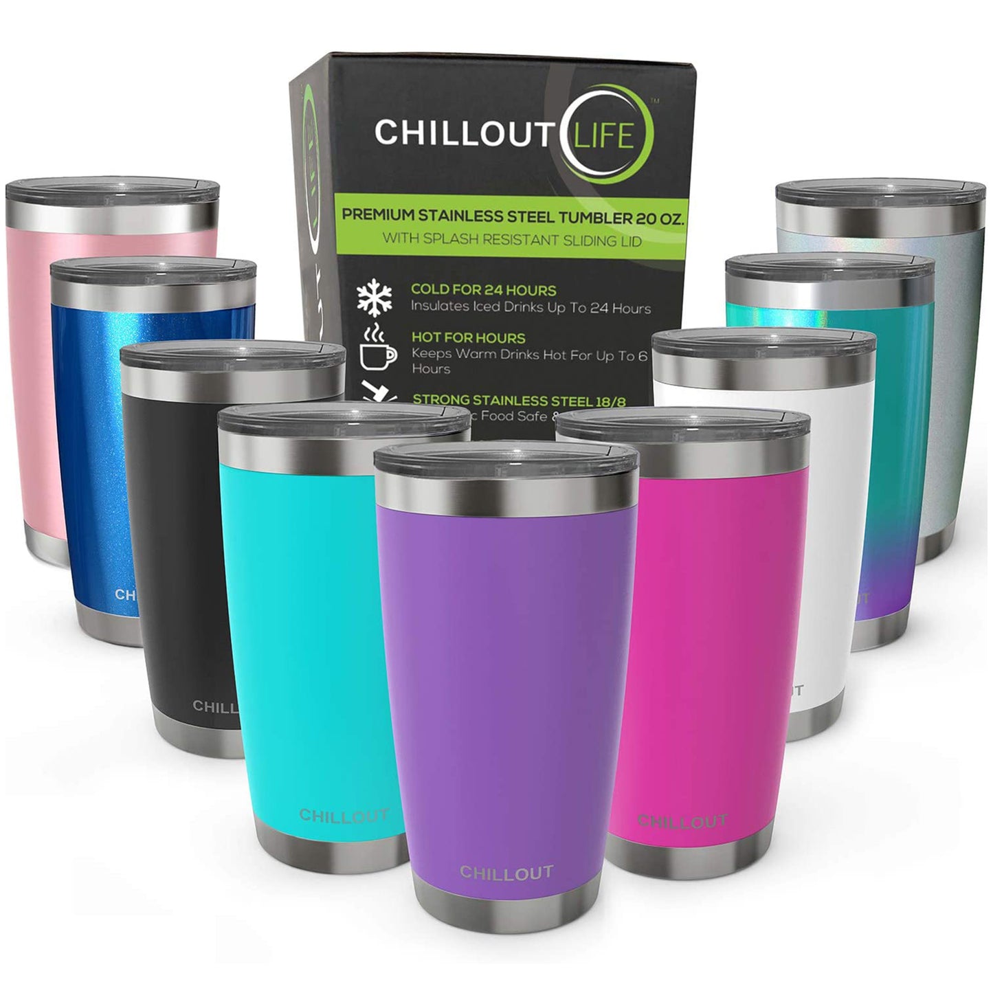 Stainless Steel Tumbler with Lid and Straw - Purple