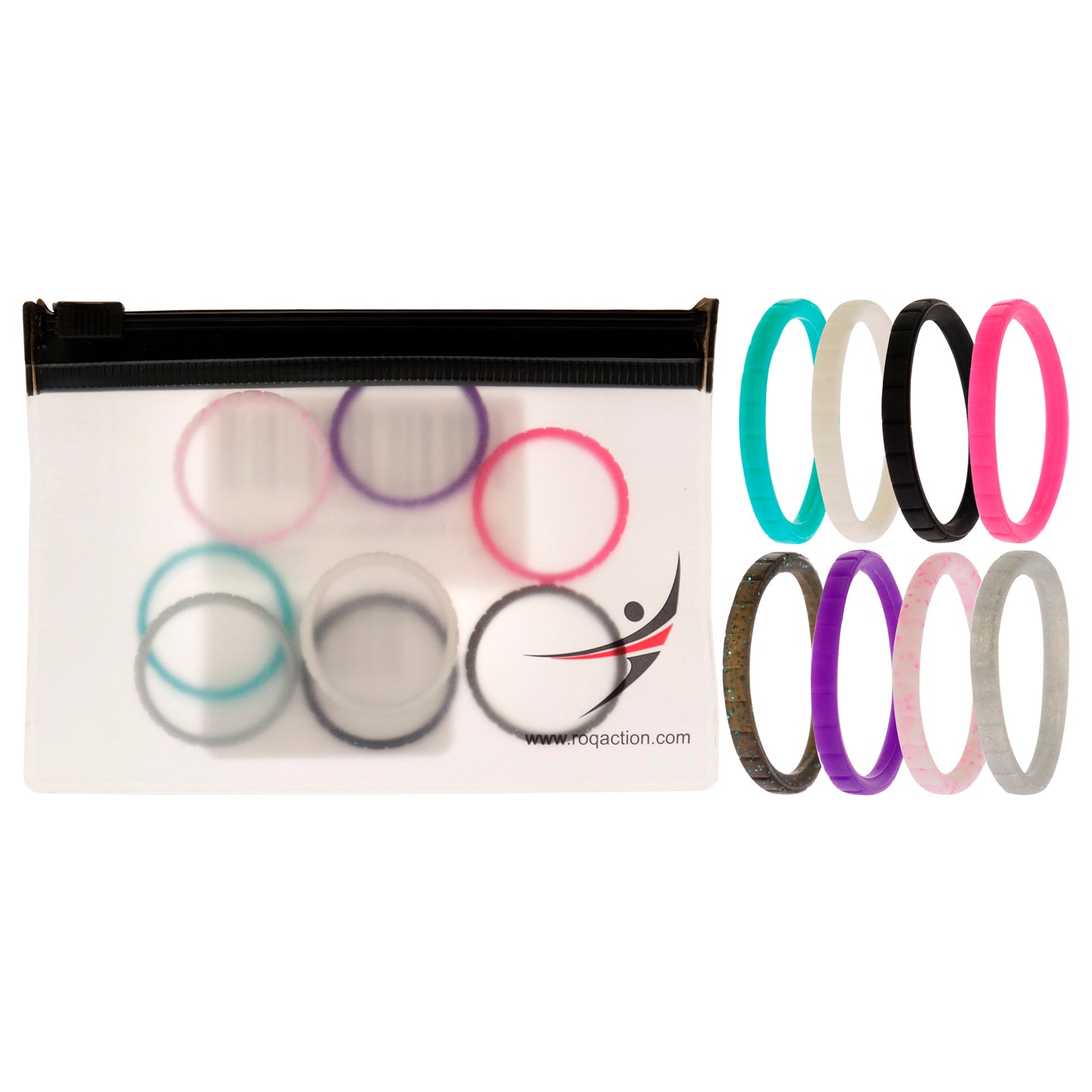 ROQ Silicone Wedding Stackble Lines Ring Set - MultiColor