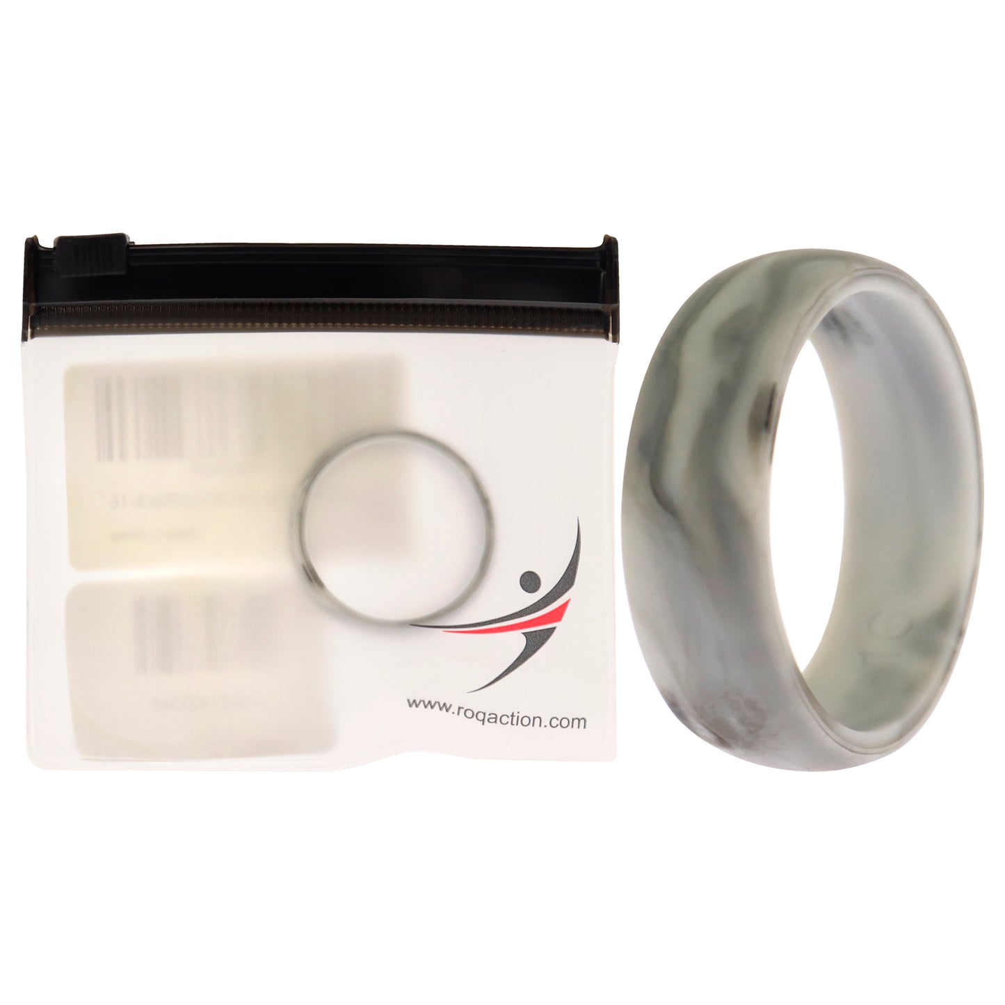 ROQ Silicone Wedding Ring - Marble White-Black