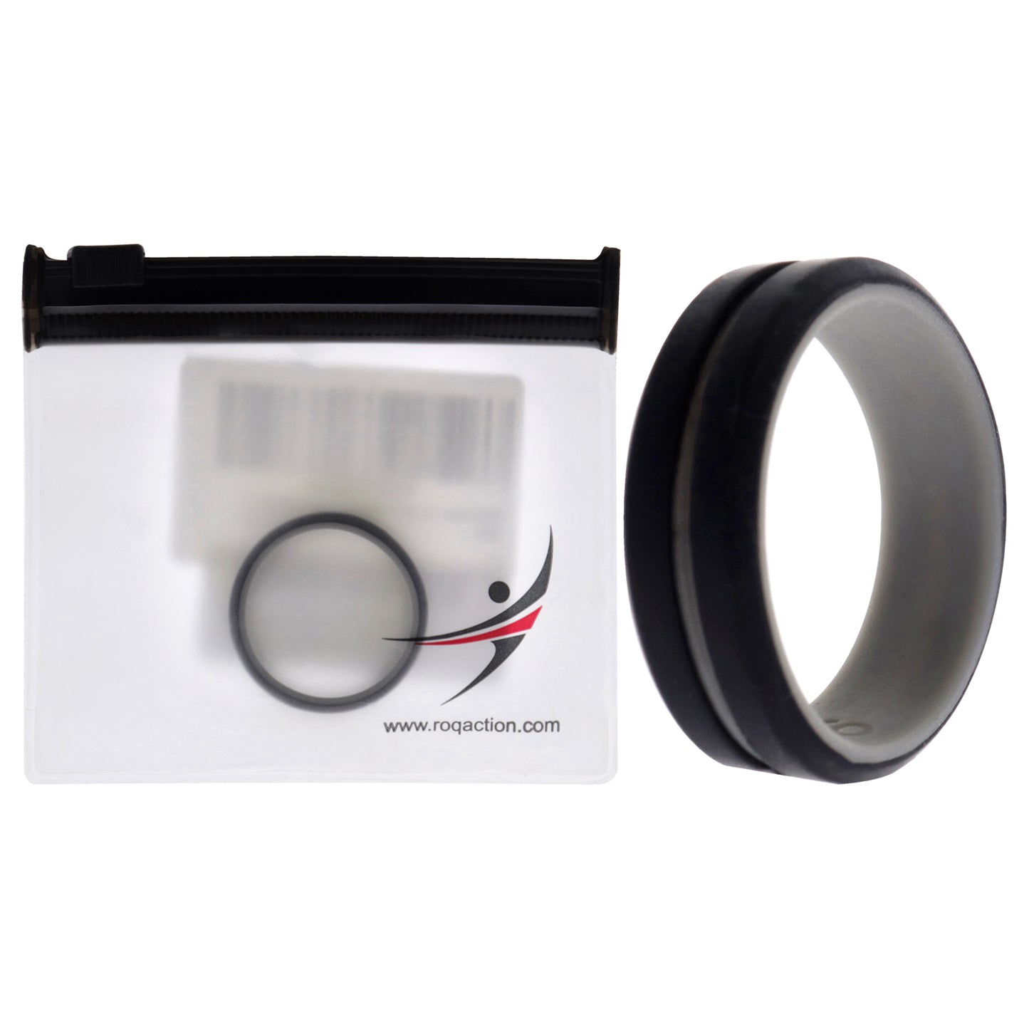 ROQ Silicone Wedding 2Layer Middle Line Ring - Grey-Black