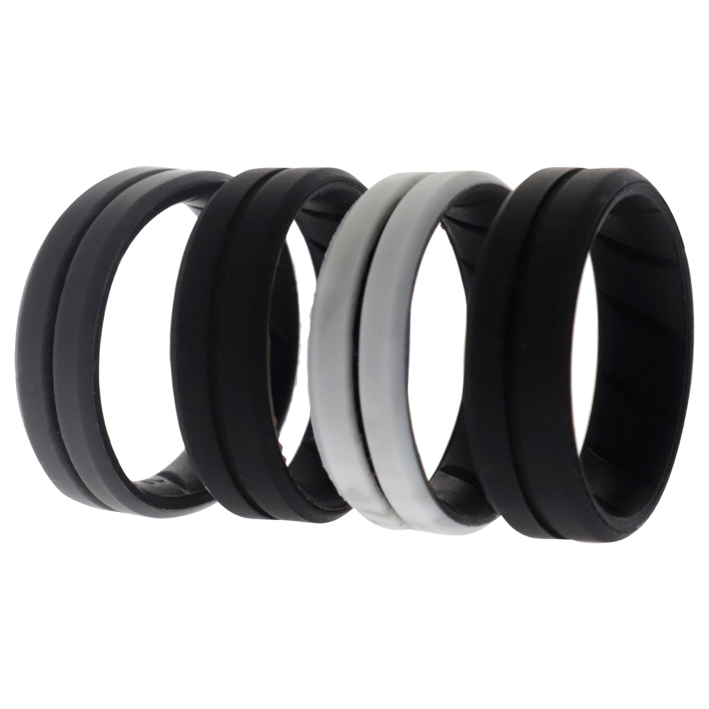 ROQ Silicone Wedding BR Middle Line Ring Set - Marble