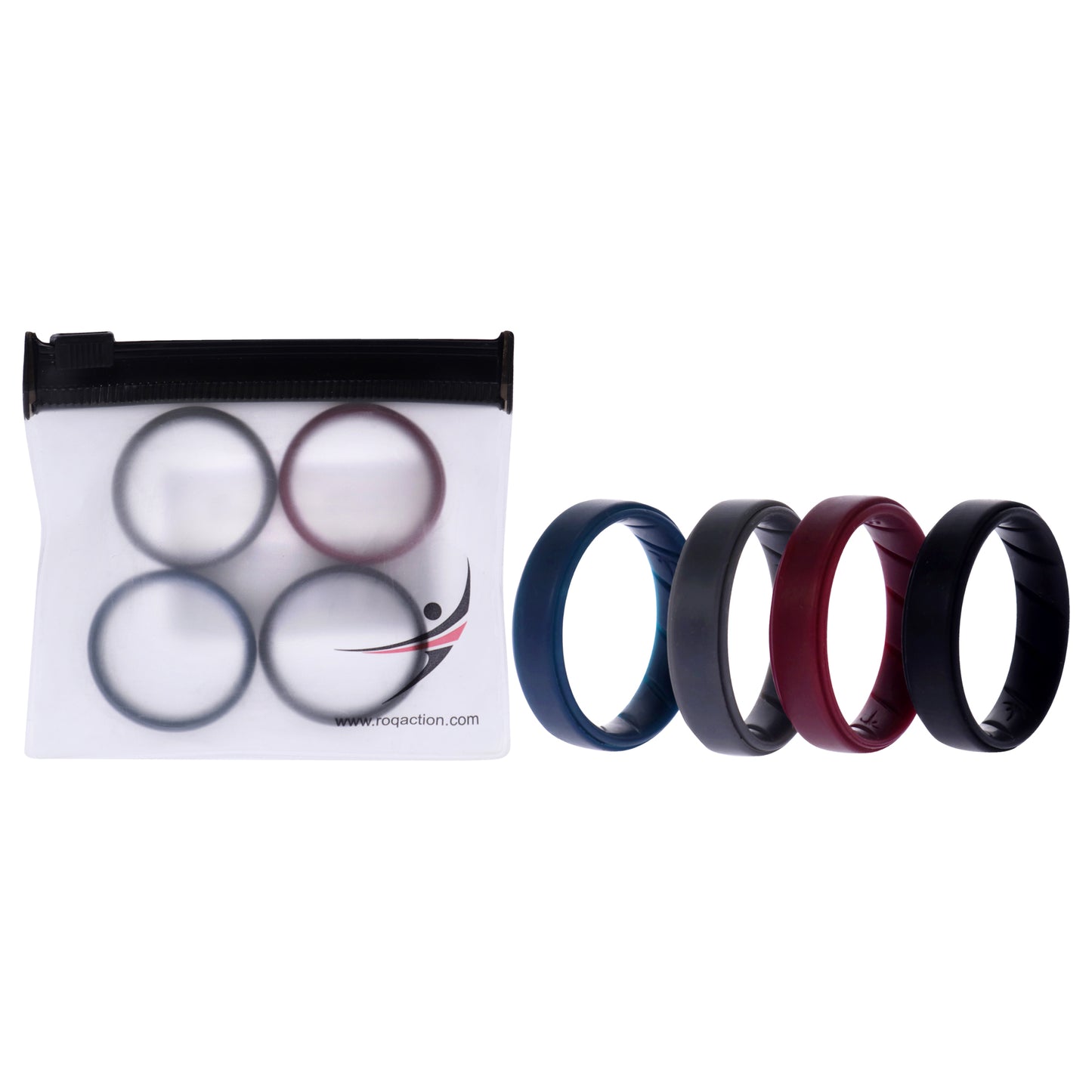 ROQ Silicone Wedding BR Step Ring Set - Basic-Bordo