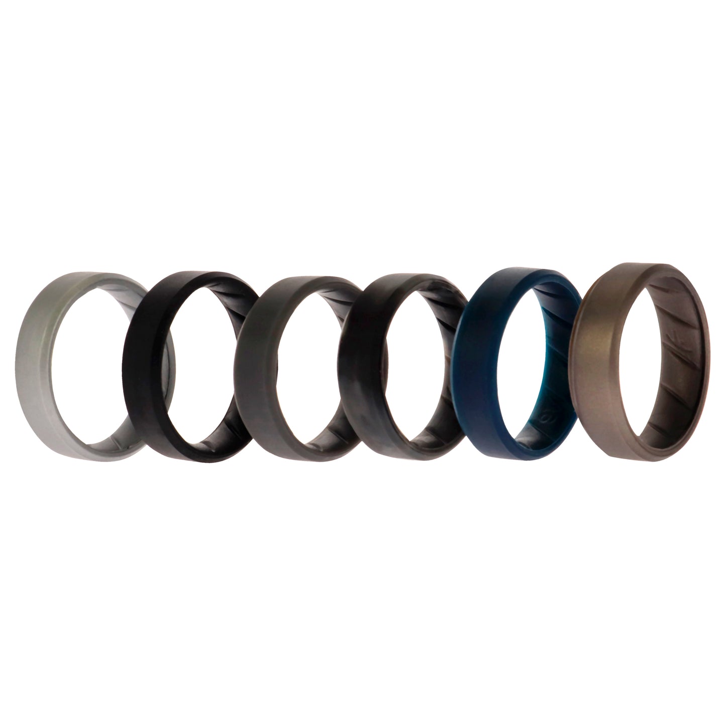 ROQ Silicone Wedding BR 8mm Ring Set - Basic-Metal
