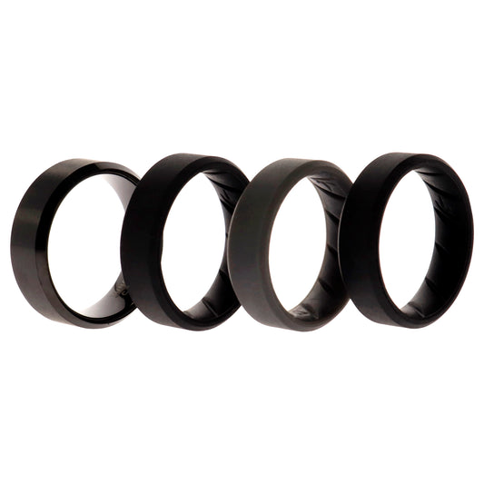 Silicone Wedding BR Twin 8mm Ring - Black by ROQ for Men - 4 x 11 mm Ring