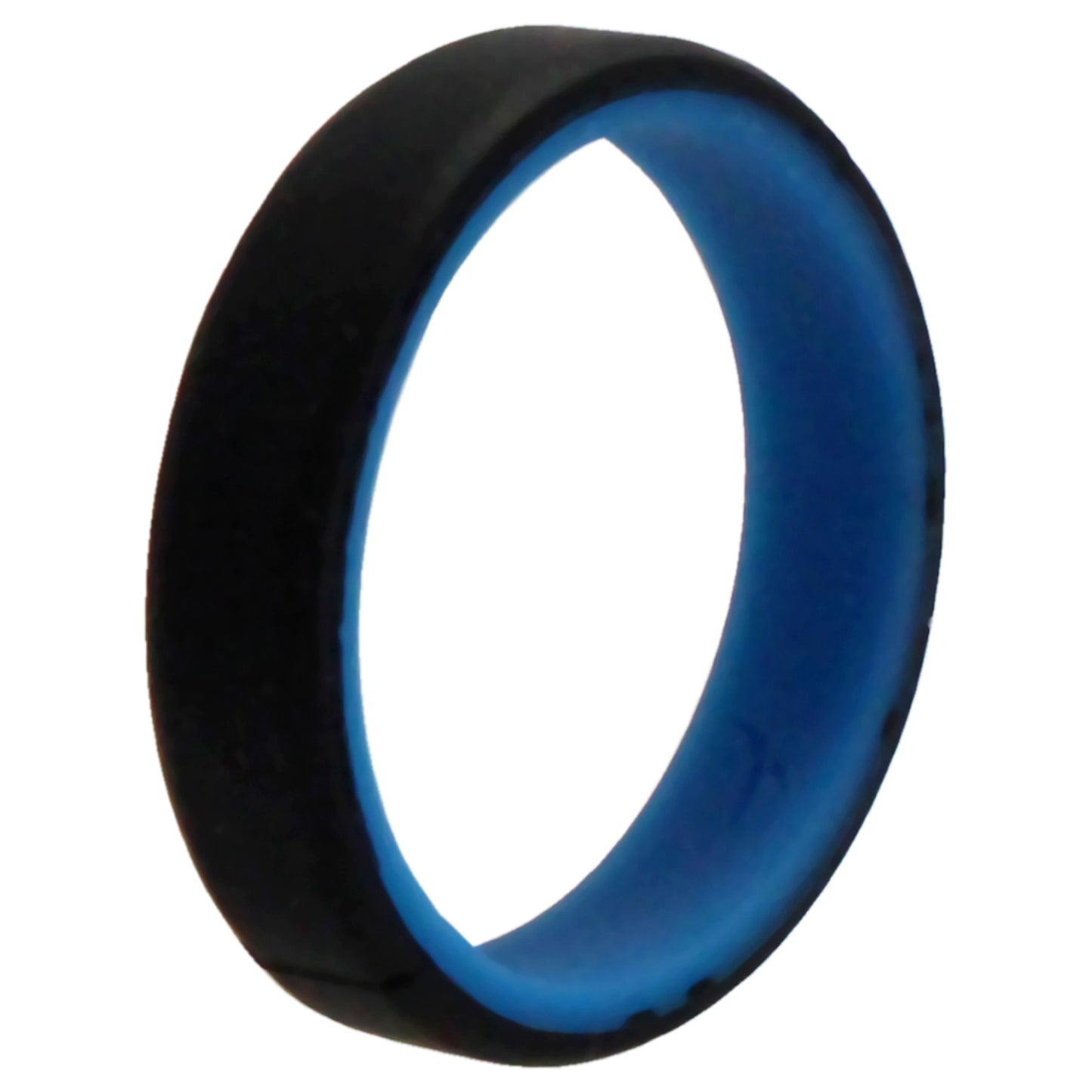 ROQ Silicone Wedding 6mm Brush 2Layer Ring - Blue-Black