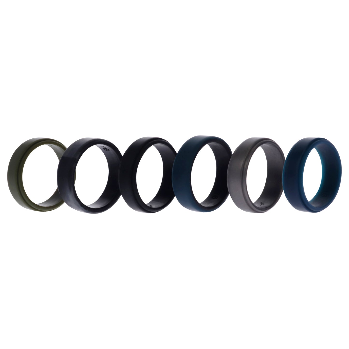 ROQ Silicone Wedding 2Layer Beveled 8mm Ring Set - Black-Camo