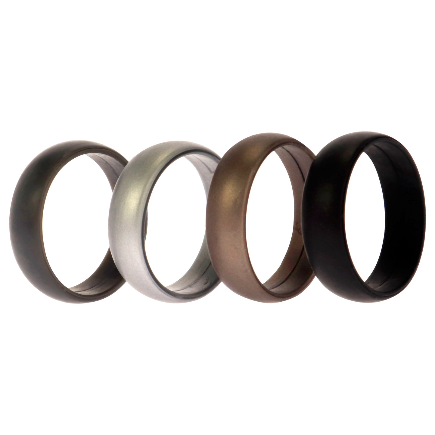 ROQ Silicone Wedding Ring Set - Metal-Silver