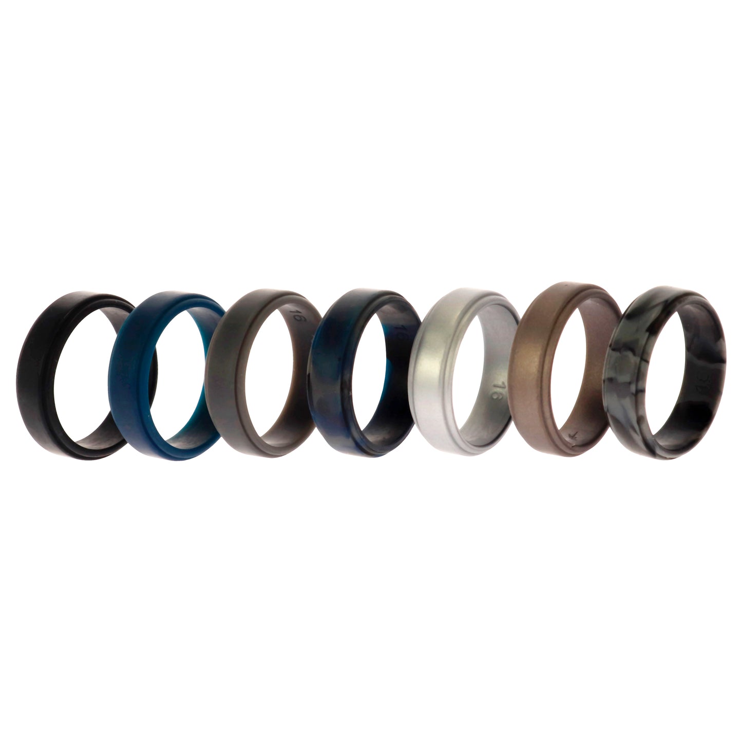 ROQ Silicone Wedding Step Ring Set - Metal