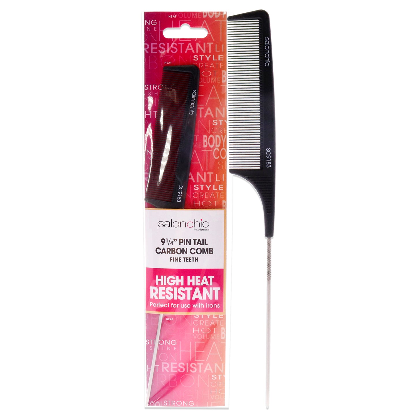 Pin Tail Carbon Comb High Heat Resistant 9.25 - Fine Teeth
