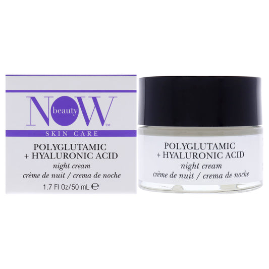 Polyglutamic Plus Hyaluronic Acid Mositurizer Night Cream by NOW Beauty for Unisex - 1.7 oz Cream