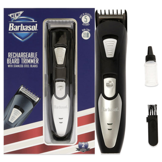 Rechargeable Beard Trimmer by Barbasol for Men - 3 Pc Shaver, Cleaning Brush, Blade Oil