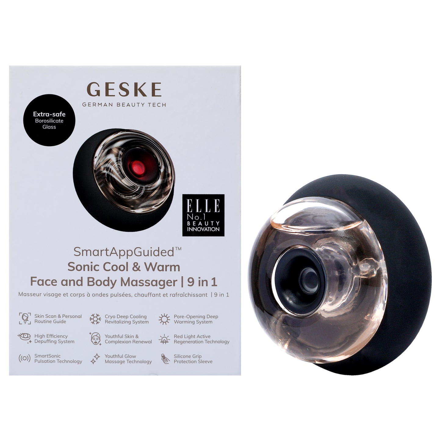 Sonic Cool and Warm Face and Body Massager 9 in 1 - Gray