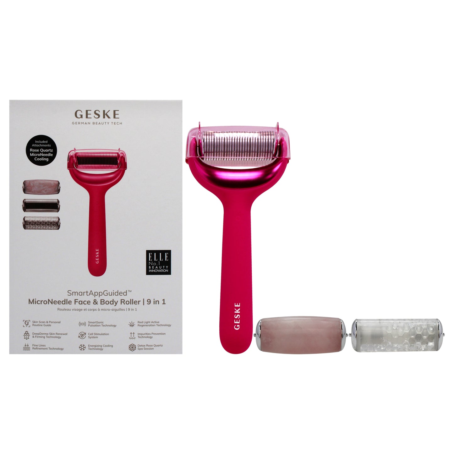 MicroNeedle Face and Body Roller 9 in 1 - Magenta