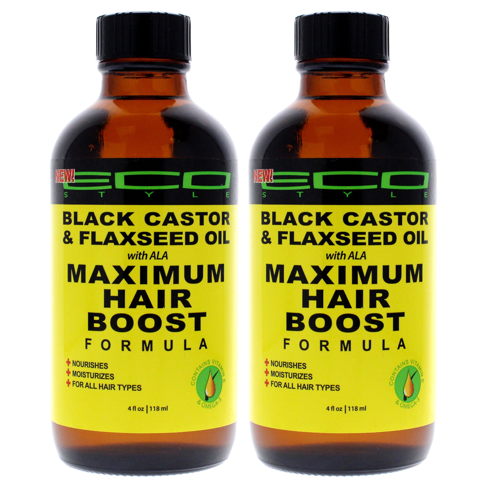 Eco Style Maximum Hair Growth Oil - Black Castor And Flaxseed by Ecoco for Unisex - 4 oz Oil - Pack of 2