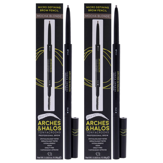Micro Defining Brow Pencil - Mocha Blonde by Arches and Halos for Women - 0.003 oz Eyebrow - Pack of 2