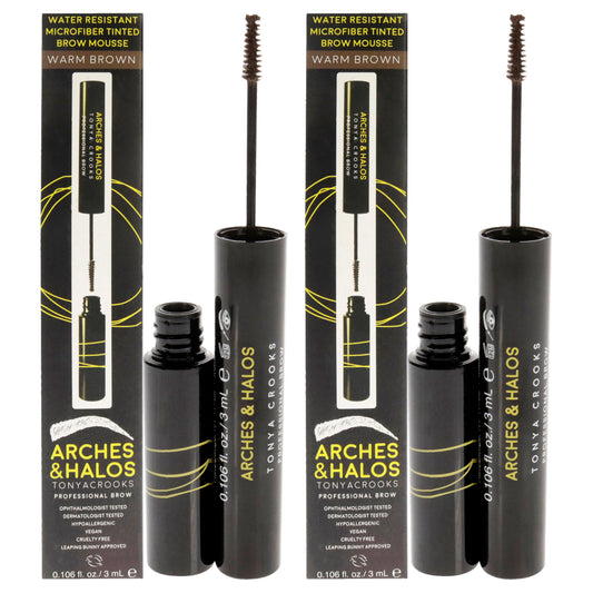 Microfiber Tinted Brow Mousse - Warm Brown by Arches and Halos for Women - 0.106 oz Mousse - Pack of 2