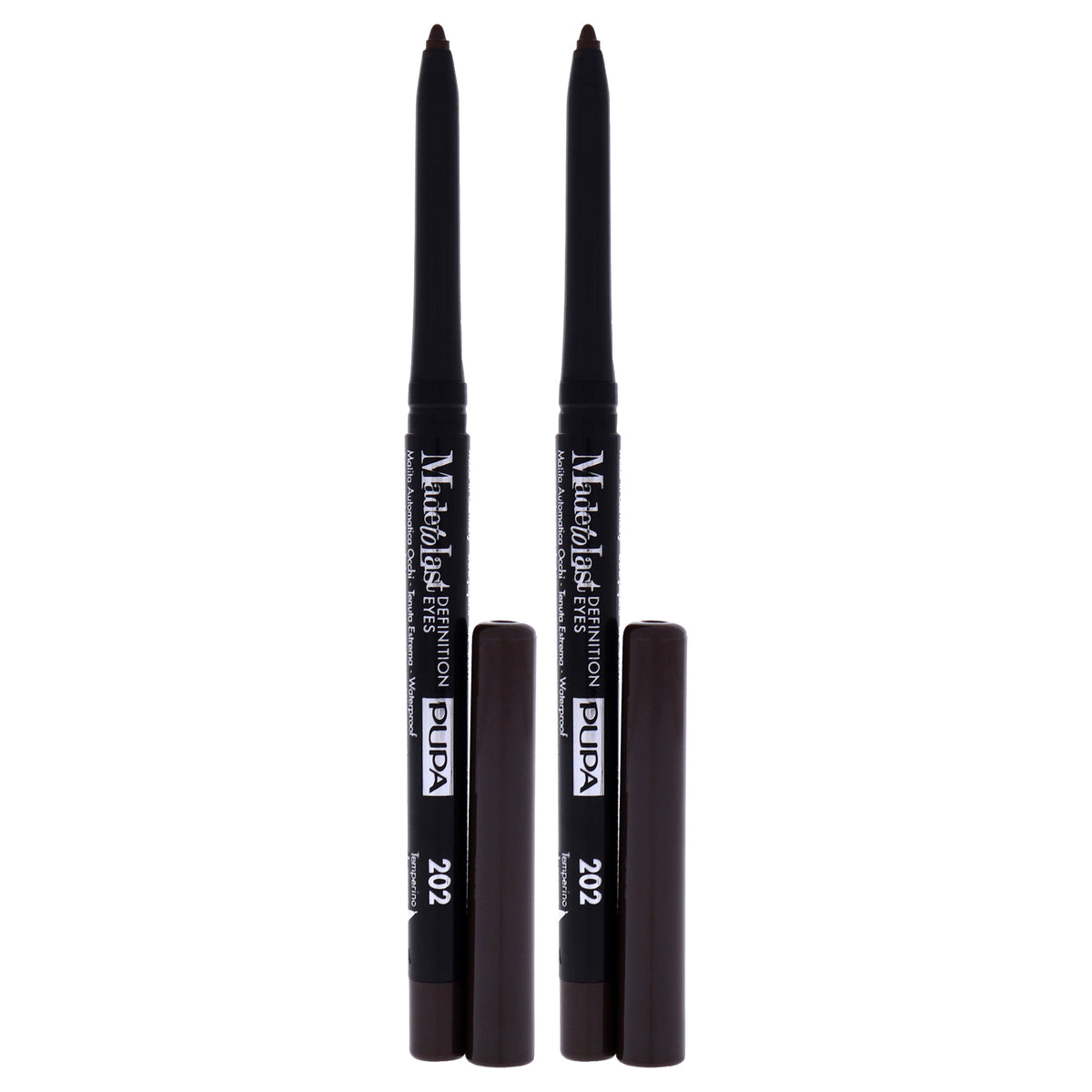 Made To Last Definition Eyes - 202 Dark Cocoa by Pupa Milano for Women - 0.012 oz Eye Pencil - Pack of 2