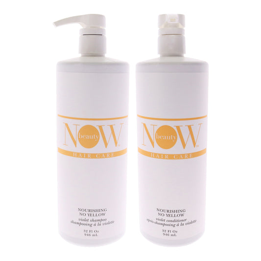 No Yellow Shampoo and Conditioner Kit by NOW Beauty for Unisex - 2 Pc Kit 32oz Shampoo, 32oz Conditioner