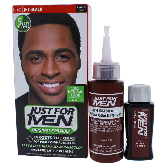 Shampoo-In Hair Color Jet Black - H-60 by Just For Men for Men - 1 Application Hair Color