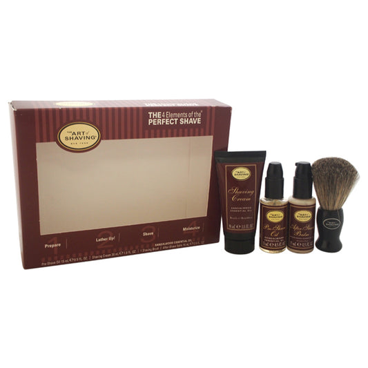 The 4 Elements of The Perfect Shave Starter Kit - Sandalwood by The Art of Shaving for Men - 4 Pc Kit 0.5oz Pre-Shave Oil, 1.0oz Shaving Cream, 0.5oz After-Shave Balm, Shaving Brush