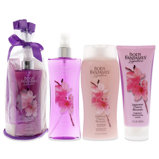 Signature Japanese Cherry Blossom Set by Body Fantasies for Women 3 Pc Set 8oz Fragrance Body Spray, 12oz Moisturizing Body Wash, 7oz Fragrance Moisturizing Lotion