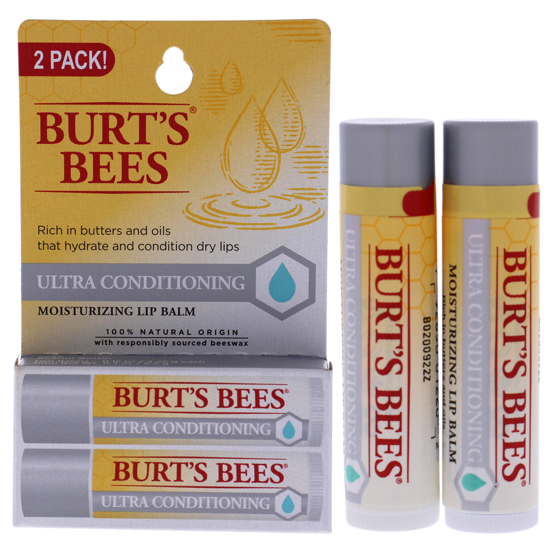 Ultra Conditioning Lip Balm Twin Pack by Burts Bees for Unisex - 2 x 0.15 oz Lip Balm