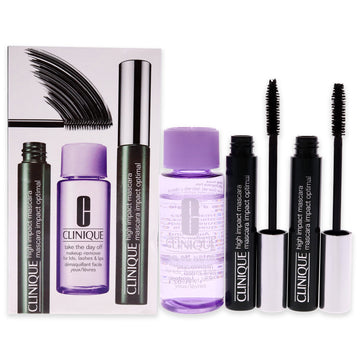 Perfect Partners Set by Clinique for Women - 3 Pc 2 x 0.28oz High Impact Mascara - 01 Black, 1.7oz Take The Day Off Make Up Remover