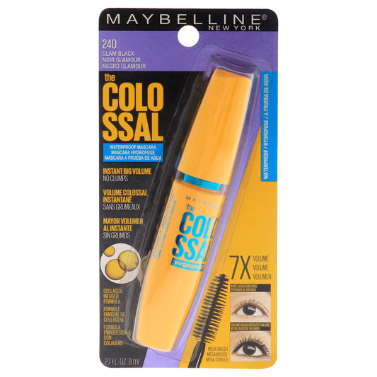 The Colossal Volum Express Waterproof Mascara - 240 Glam Black by Maybelline for Women - 0.27 oz Mascara