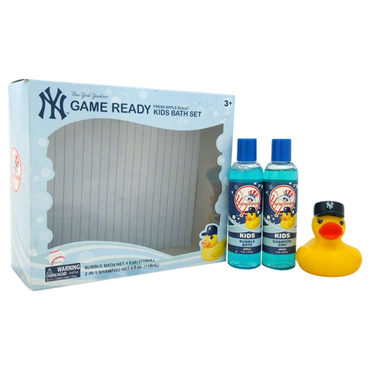 New York Yankees Game Ready Kids Bath Set by New York for Kids - 3 Pc Gift Set 4 oz Bubble Bath, 4oz 2-In-1 Shampoo, Rubber Ducky