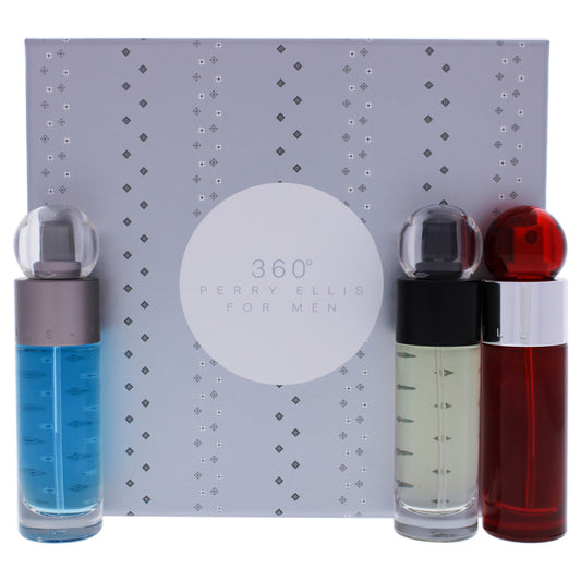 360 by Perry Ellis for Men 3 Pc Gift Set 1oz 360 EDT Spray, 1oz 360 Red EDT Spray, 1oz Reserve EDT Spray