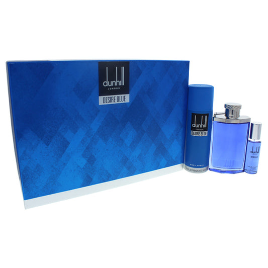 Desire Blue by Alfred Dunhill for Men 3 Pc Gift Set 3.4oz EDT Spray, 1oz EDT Spray, 6.6oz Body Spray
