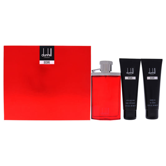 Desire London by Alfred Dunhill for Men 3 Pc Gift Set 3.4oz EDT Spray, 3oz After Shave Balm, 3oz Shower Gel