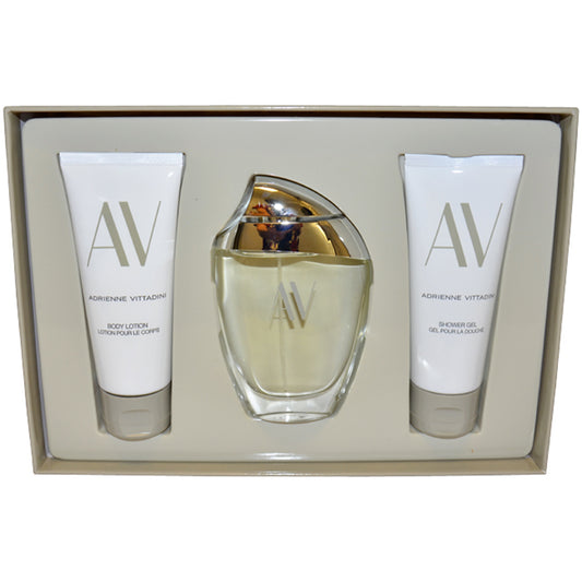 AV by Adrienne Vittadini for Women - 3 Pc Gift Set 3oz EDP Spray, 3.3oz Body Lotion, 3.3oz Shower Gel