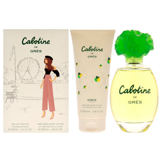Cabotine by Parfums Gres for Women 2 pc Gift Set 3.4oz EDT Spray, 6.76oz Body Lotion