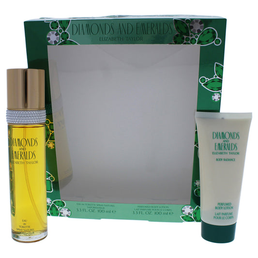 Diamonds and Emeralds by Elizabeth Taylor for Women 2 pc Gift Set 3.4 oz EDT Spray and 3.4 oz Body Lotion