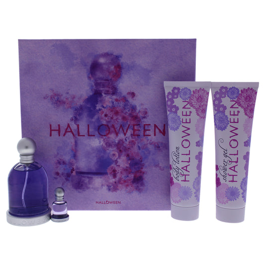 Halloween by J. Del Pozo for Women - 4 Pc Gift Set 3.4oz EDT Spray, 0.15oz EDT Splash, 5oz Body Lotion, 5oz Shower Gel