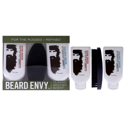 Beard Envy Kit by Billy Jealousy for Men 3 Pc Kit 3oz Beard Wash, 3oz Beard Control, Brush