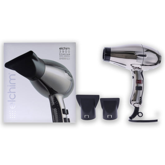3900 Titanium Ionic-Ceramic Hair Dryer - Black-Silver by Elchim for Unisex - 1 Pc Hair Dryer
