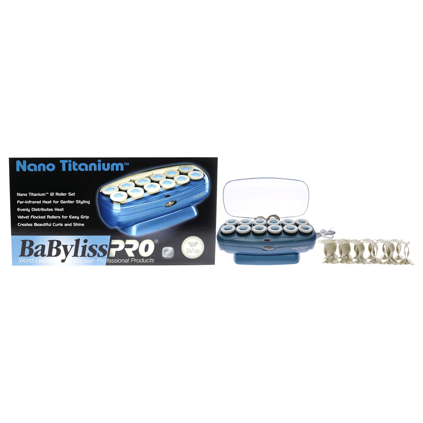 Nano Titanium Professional 12 Roller Set - BABNTCHV15 - Blue