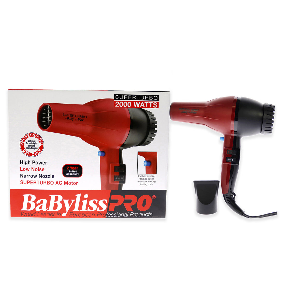 Babyliss PRO Super Turbo Hair Dryer - BAB307C - Red-Black